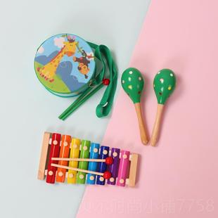 新款奥尔夫打乐击摇器幼儿园早教儿童乐器沙锤玩具手婴儿拨鼓浪鼓