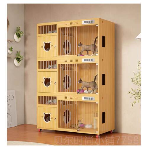 新款猫墅实木猫恒温柜三层豪华宠物展示窝柜家用猫繁殖猫舍寄养猫