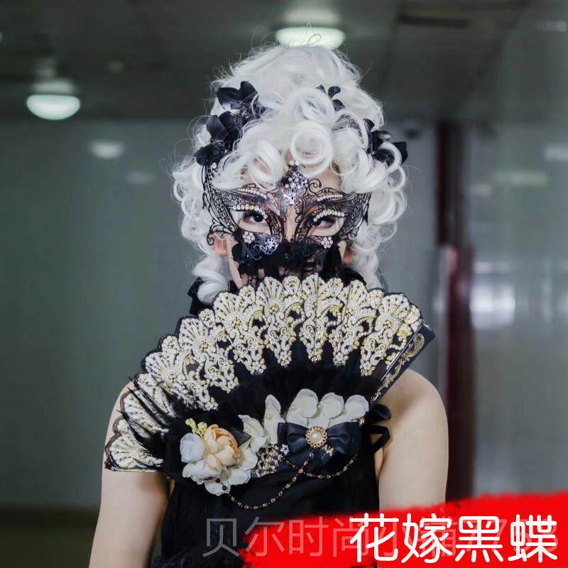 新款第五人格花红嫁蝶cos发假女黑蝶贵族王皇后宫廷化妆舞