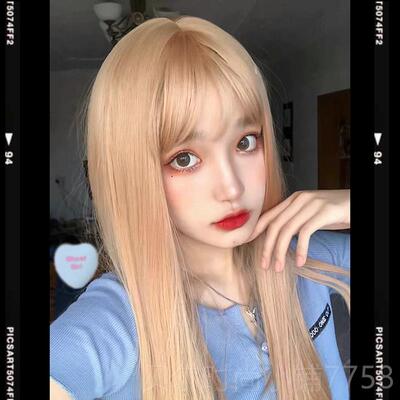 新款显白浅金发假发女团长自然全头日常色金色可网红洛丽塔cos爱
