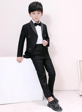 新款儿童红色琴礼服男童燕尾服黑男孩主持婚礼术指挥钢演出服韩版