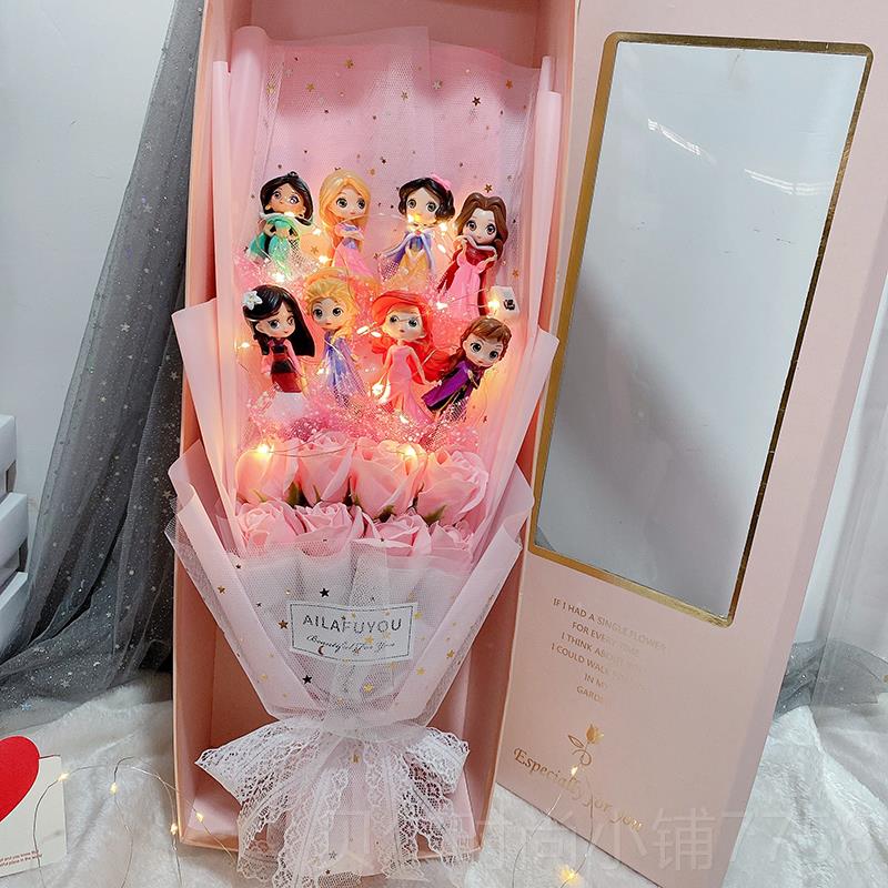 新款女生日礼物儿童艾莎公主创意公仔花孩束女童六女儿10岁高档一