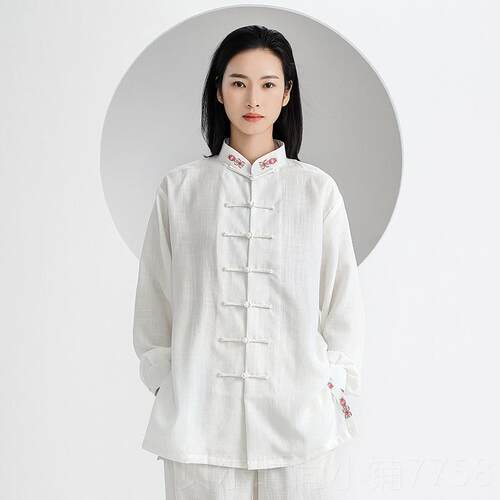 新款202功2新款花刺绣太极服女繁春夏秋武术男服太极拳服练服表演
