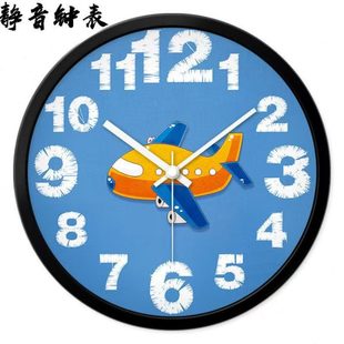 卧室客厅汽车波电挂墙钟表时钟家用挂表儿童房挂钟卡通可爱创意