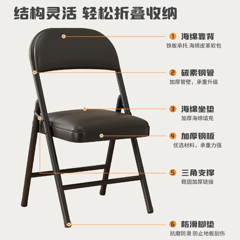 易椅凳餐子家简携靠椅用16508叠宿背椅子可式电脑会椅议办公椅折