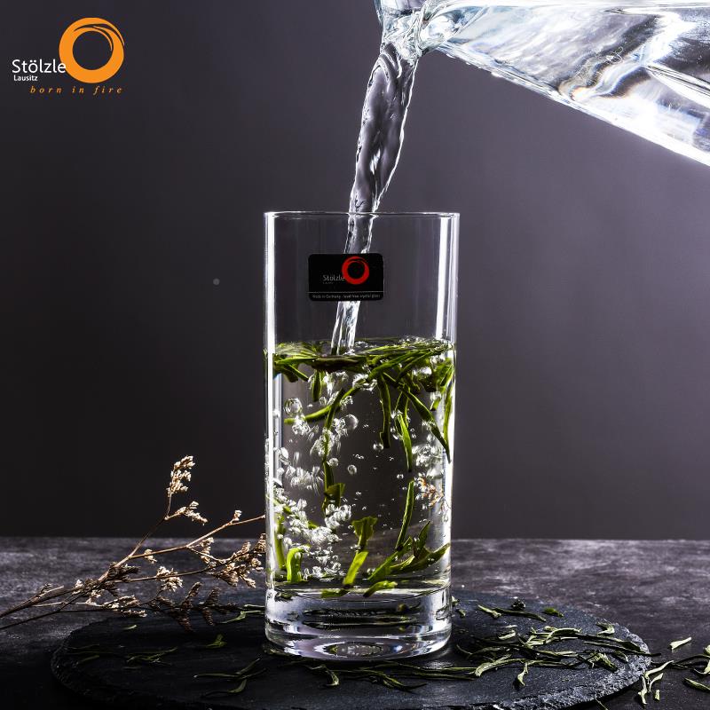 德索特国进雅口晶璃0950玻泡水茶杯平杯果汁家用透啤明酒杯客水底
