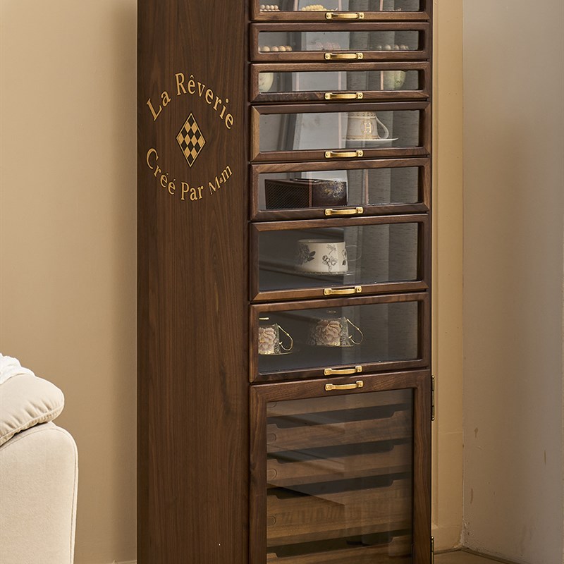 50大人北美黑胡桃原木茶壶杯盏茶具柜中古柜文玩首饰收Z纳柜牙科