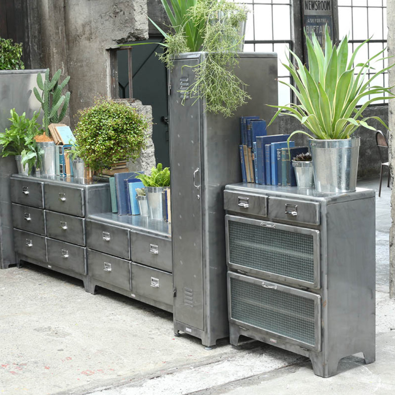 dulton工业风铁艺餐边柜厨房餐厅储物碗柜玄K关酒柜可调节119-349