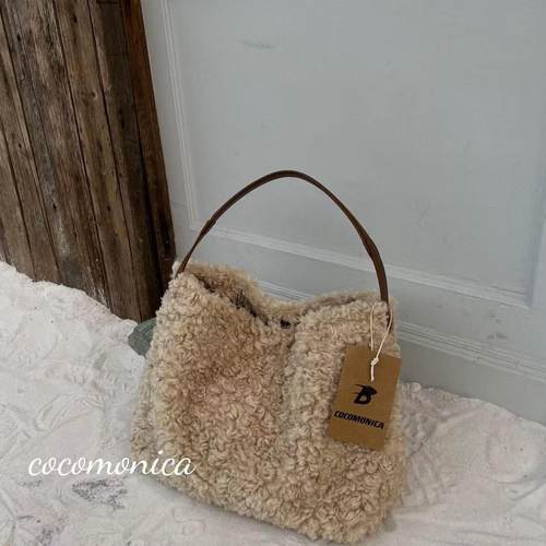 秋冬新款羊羔毛大容量托特包单肩