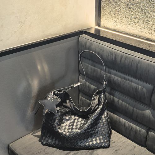 复古手工编织皮质大容量托特包