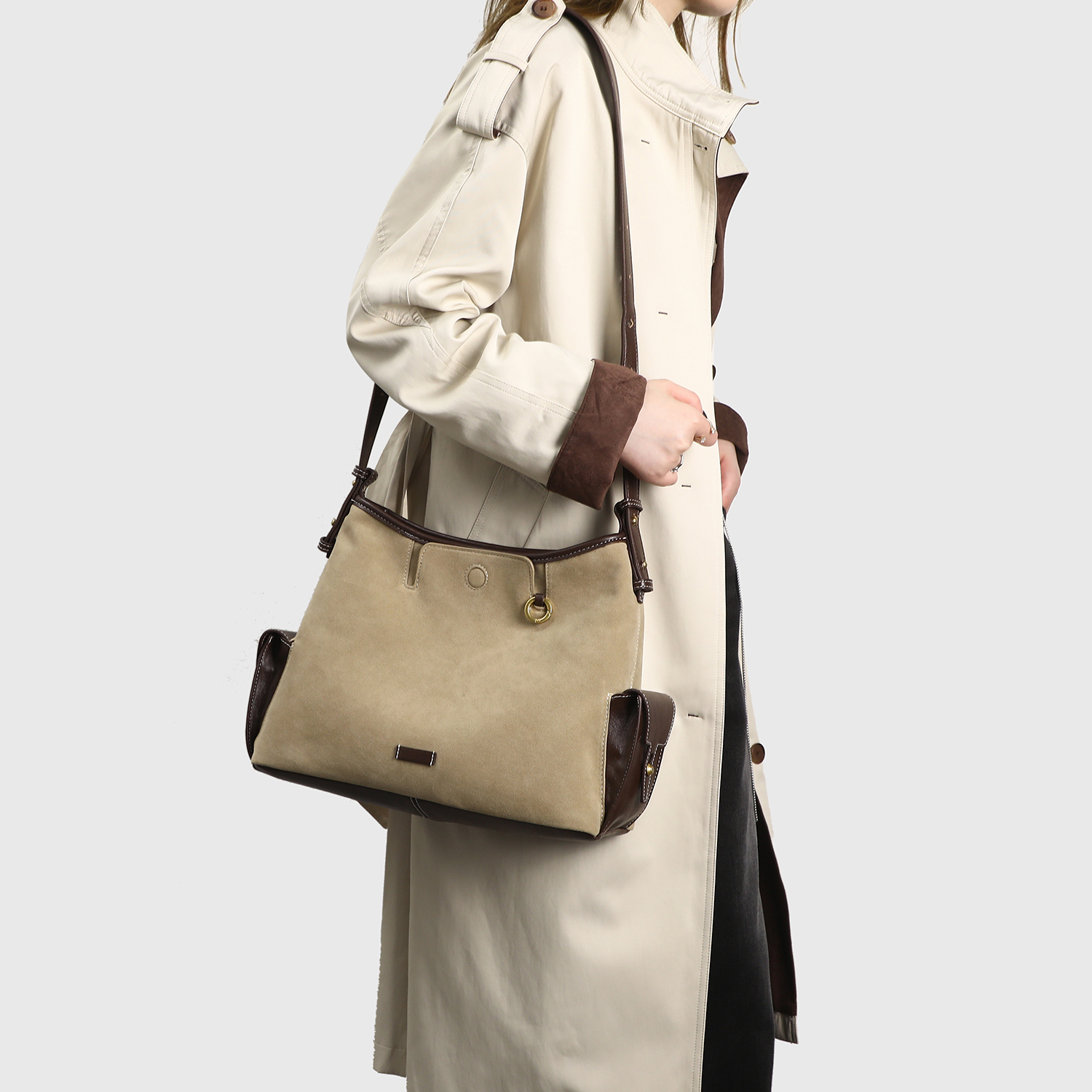 秋冬新款遁迹旅行hobo包大容量