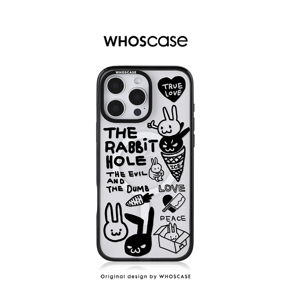 WHOSCASE原创设计兔子洞防摔外壳手机壳磁吸轻薄手感iphone14/15/16pro/max简约设计小众高级感轻奢