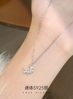 榕树下s925纯银感麦穗小子项链女情人节轻奢小众锁骨链礼物