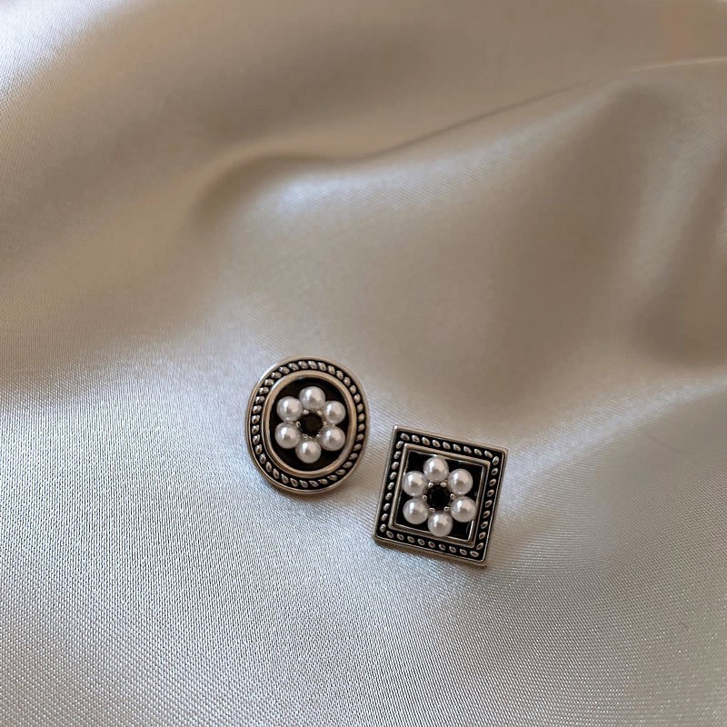 黑色复古珍珠耳钉女925纯银针轻奢感耳环2025新款爆款耳饰品