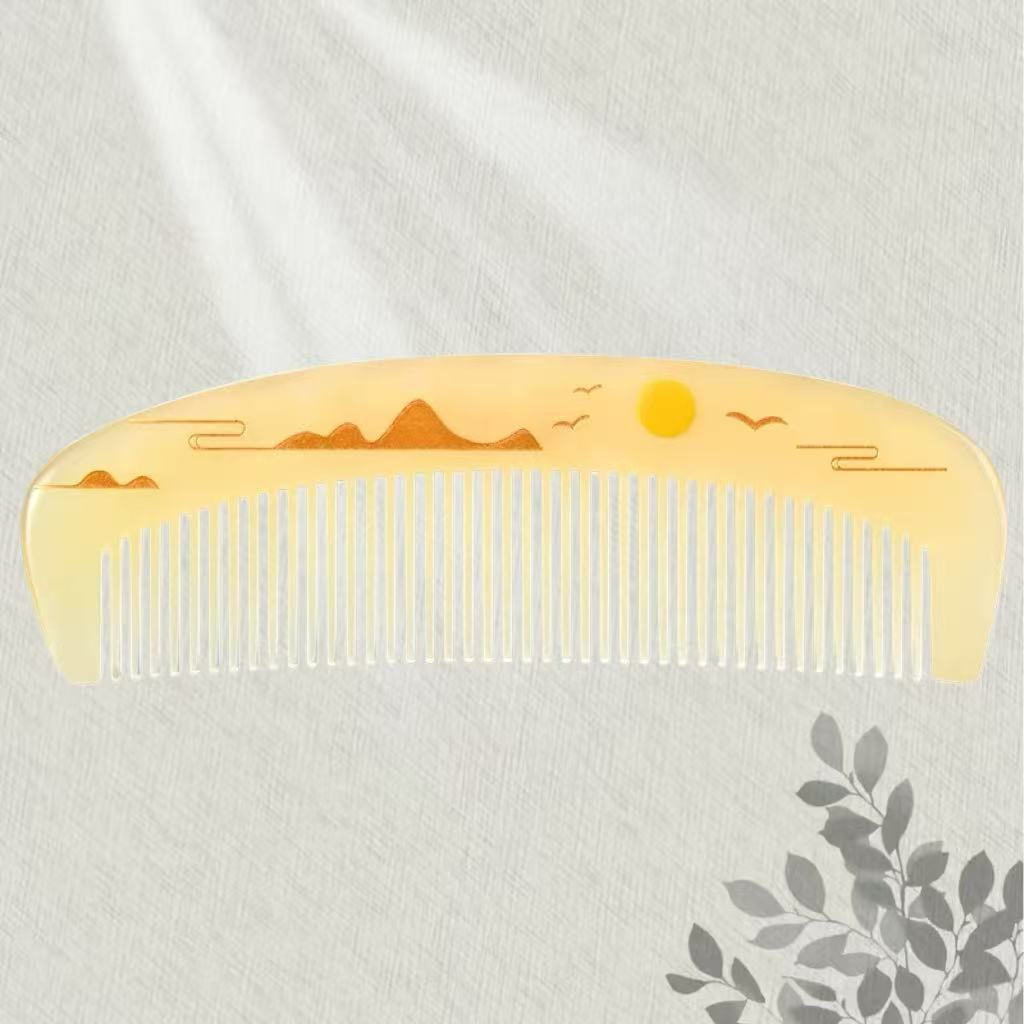 谭木匠羊角梳山水谣无拼接天然羊角梳正品礼盒送女友七夕节礼物