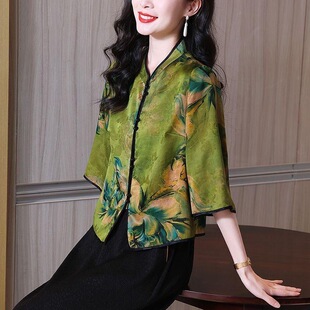 胖东来1中老年妈妈装夏款2025年夏季洋气上衣女新中式超仙立领民
