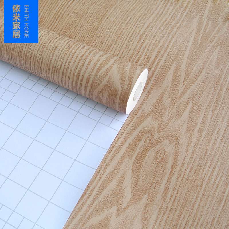 韩版PVC木纹贴纸自粘墙纸壁纸展柜家具翻新加厚带导气槽贴膜30米
