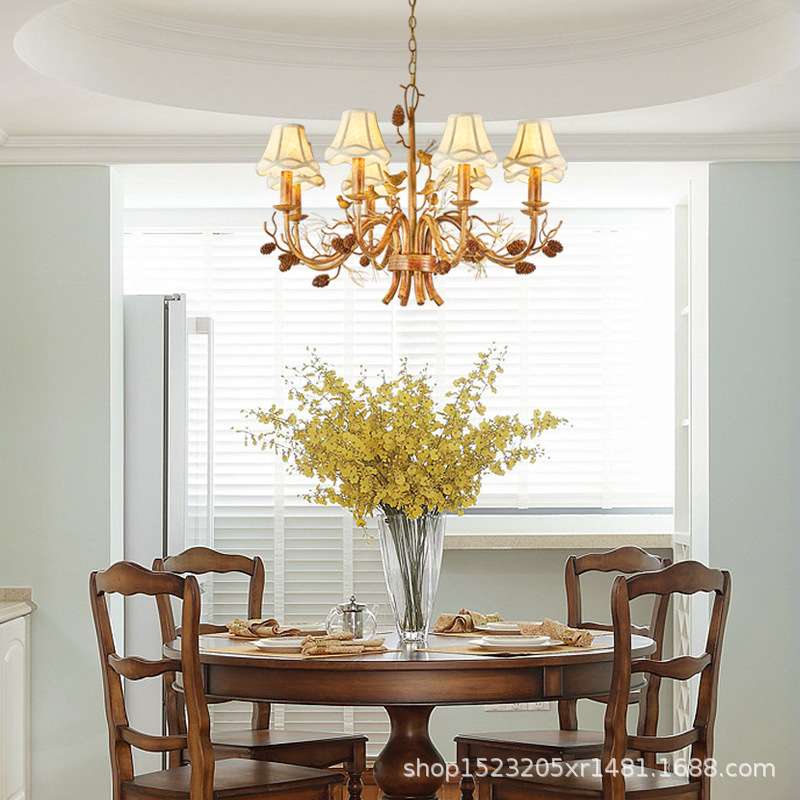 美式乡村复古吊灯餐厅灯艺术装饰田园风客厅卧室民宿餐桌灯具布艺