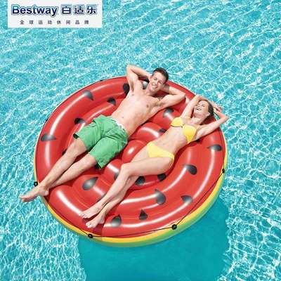 Bestway43140大西瓜浮岛水上充气游泳漂双人浮排沙发床加厚