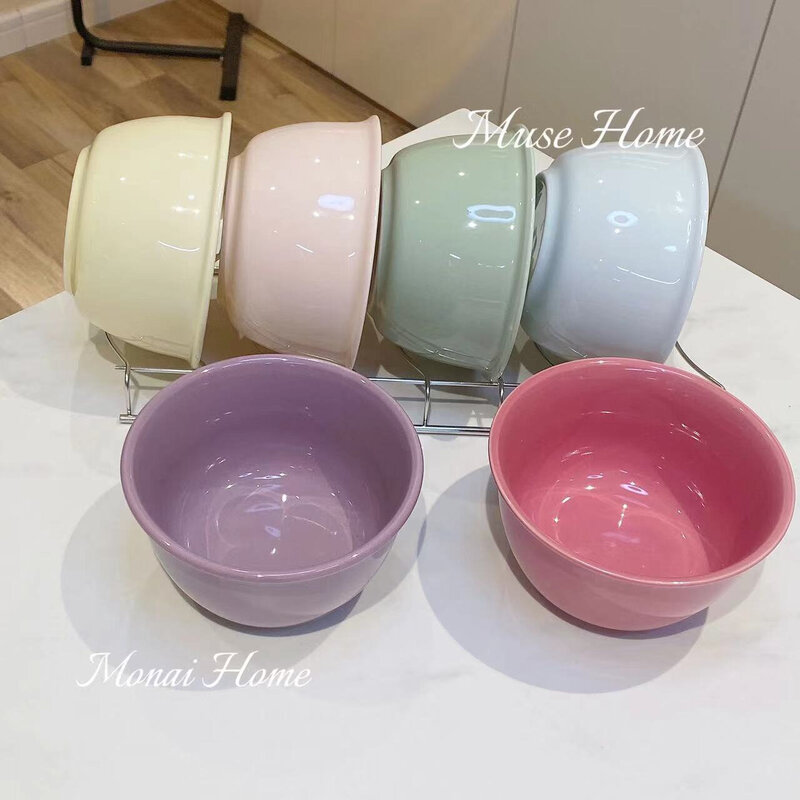 釉下彩可爱家用陶瓷米饭碗新款吃饭餐具奶油甜品4碗6碗套装