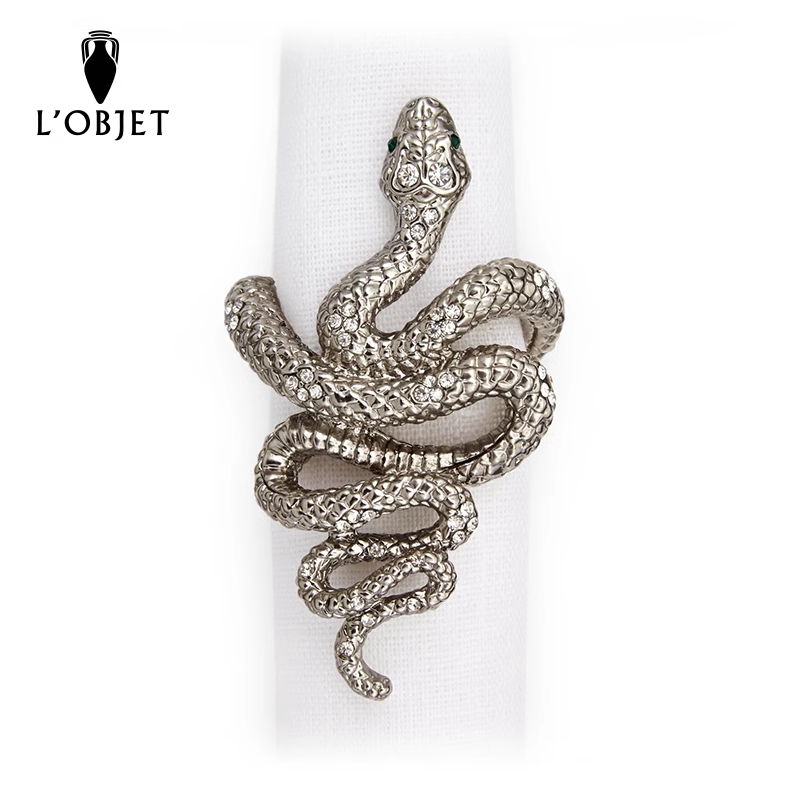 lobjet 欧洲进口snake蛇形4件套施华洛世奇水晶欧式镀金餐巾扣