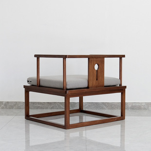 极速新中式太师椅禅n意主人位实木茶椅红胡桃禅椅单人圈椅打坐禅