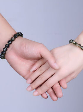 极速水晶嫩绿幽灵手錬情侣r手錬韩版饰品女12mm(17颗)送100克消