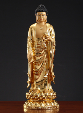 极速台湾铜雕贴j金阿弥陀佛观音菩萨大势至菩萨家用供西方三圣佛