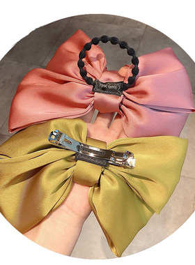 极速Large Silk Bowms Elastic Hair Bands Ties big Solid Rubbe