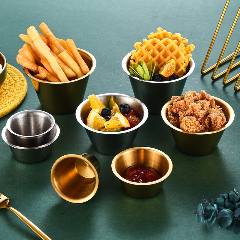 新品不锈钢调味碟韩式烤肉蘸料小碟子西餐牛N排酱汁酱料杯沙拉番