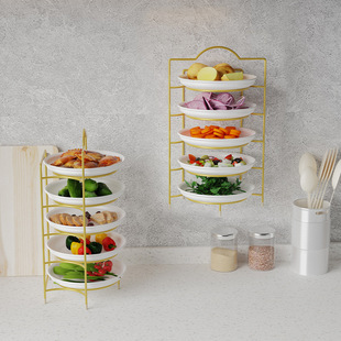 极速厨房多功能配盘子多层备w菜置物架备盘子壁挂式收纳层架挂墙