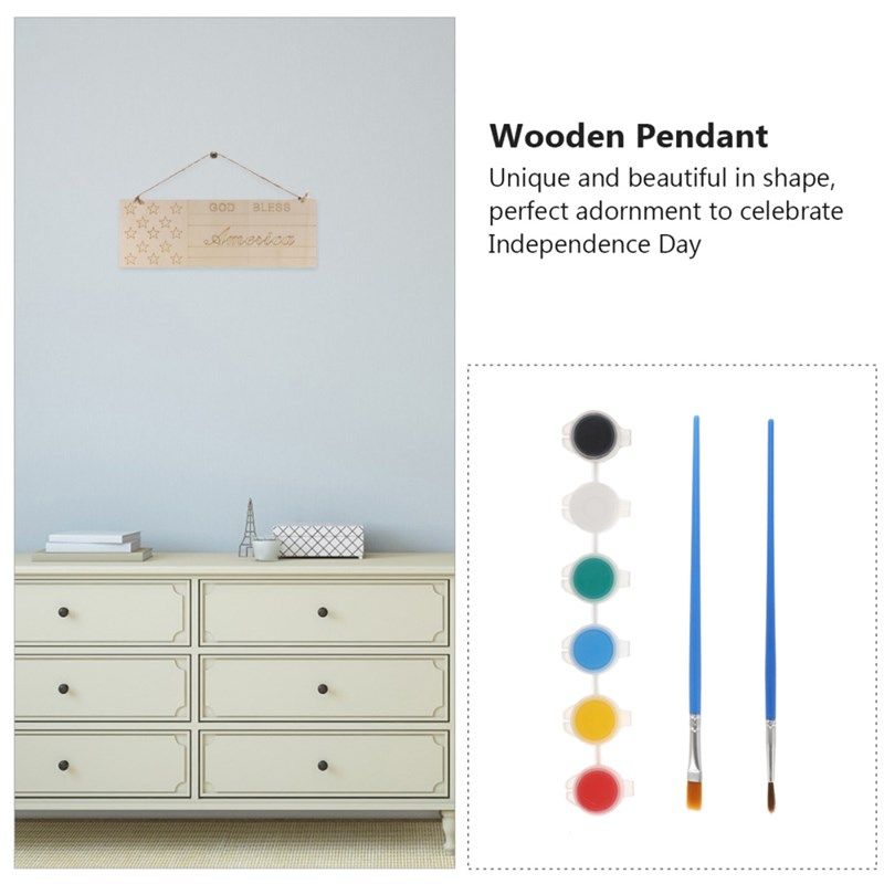 极速5 Sets Wooden Pendant IndependenGce Day Hanging Decor Wo