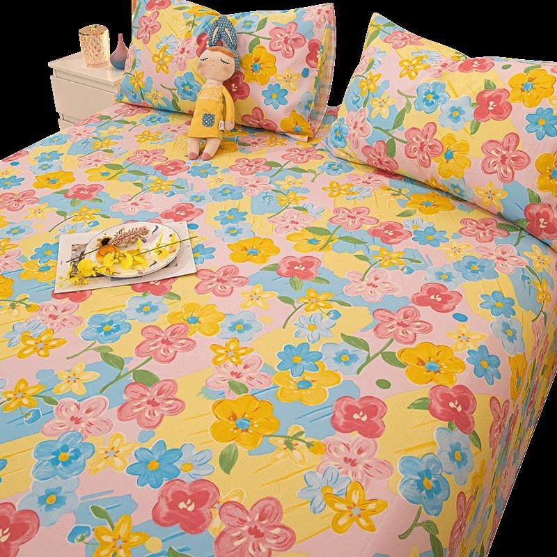 极速ins全e棉碎花牀单单件薄少女夏季纯棉宿舍单双人榻榻米被单2,床上用品,床单,淘宝优惠券,粉丝福利购,淘宝优惠卷