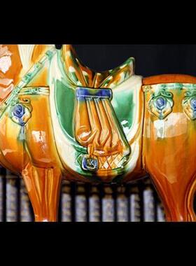 极速唐三彩陶瓷马摆件国礼大马工艺礼品客厅装饰品中式Z博古架桌