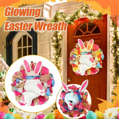 极速Easter Flower Bupnny Wreath Welcome Spring Rabbit Huntin