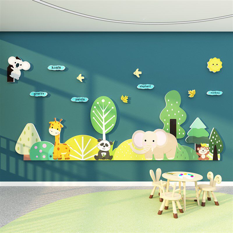新品幼儿园墙面装饰环创设主题成品开学布置O材料森林文化高端大