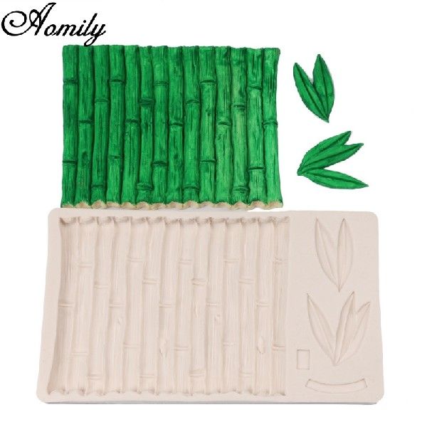 极速DIY Bamboo Leaf Pattern Silicone 3D Fondant CWake Molds