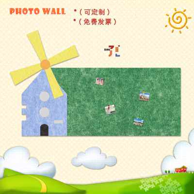 新品毛毡墙贴幼儿园环p创教室布置风车主题文化照片墙创意宣传栏