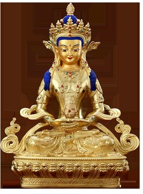 极速长寿佛佛像西藏无量寿佛像坐像居家供奉摆件T泥泊尔黄铜鎏金