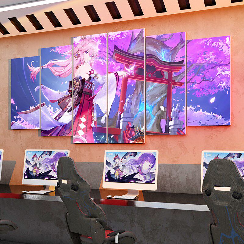 新品电竞脑屋房间布置装饰公主z少女生小寝卧室床头二次元墙面壁