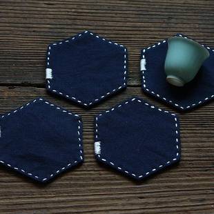 爆款日式棉麻土布刺子点绣杯垫布艺干泡茶席洁方巾养铁壶垫禅意茶