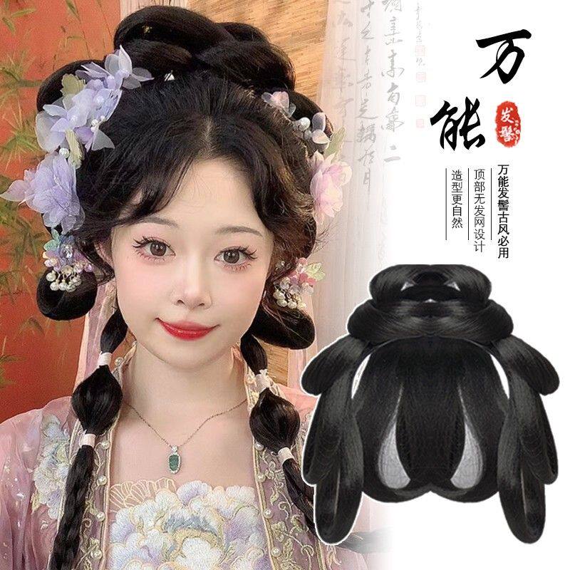 古装汉服假发一体式全套头饰古风头发假发髻盘发明制唐风发包垫发