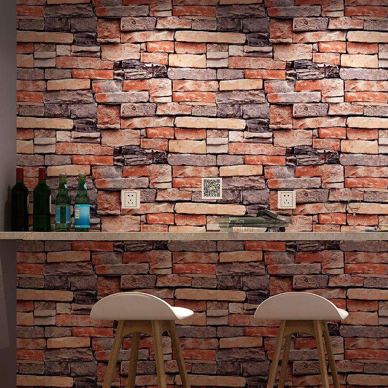 墙贴自粘立体复古砖纹客厅卧室防水饭店餐馆温馨装饰自贴墙纸墙裙