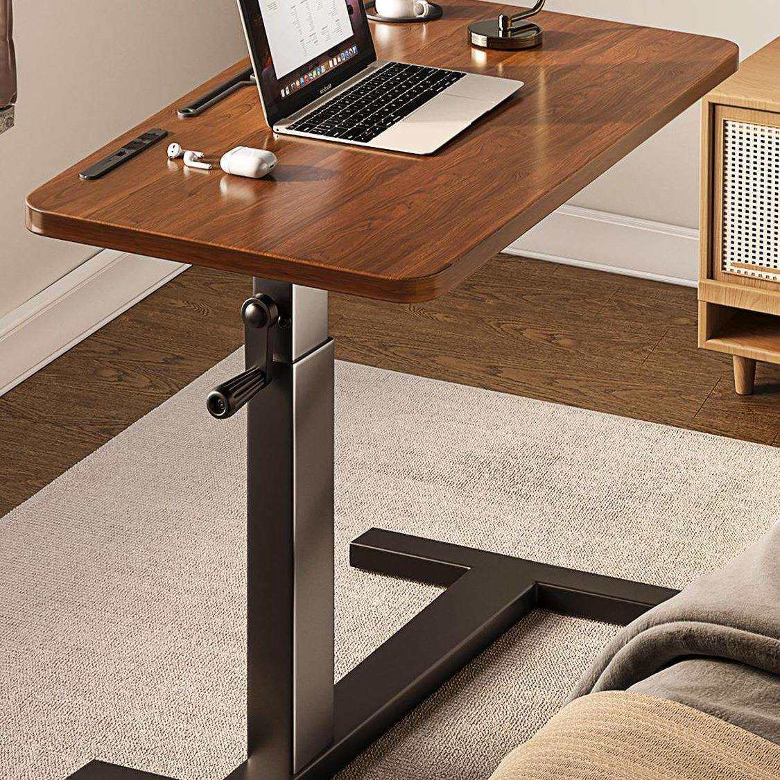 折叠升降电脑桌移动床边桌实木卧室小型家用书桌办公桌长方工作台