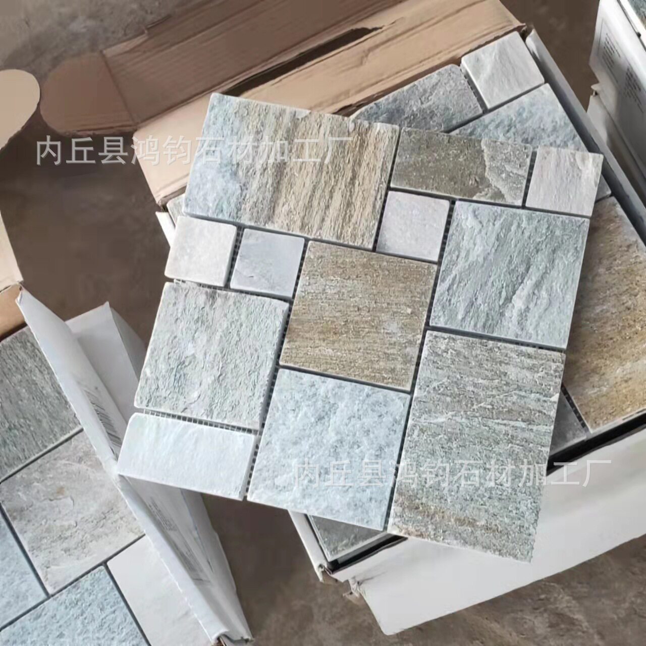 批发黄木纹罗马拼图马赛克庭院