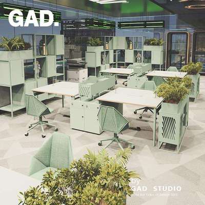 GAD简约现代办公室桌椅组合职员工位双面对面四六人卡座隔断屏风