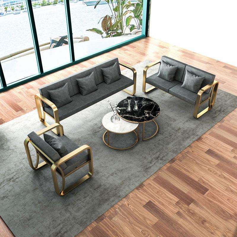 铁艺沙发小户型网红可拆洗现代简约轻奢办公会议接待沙发茶几组合