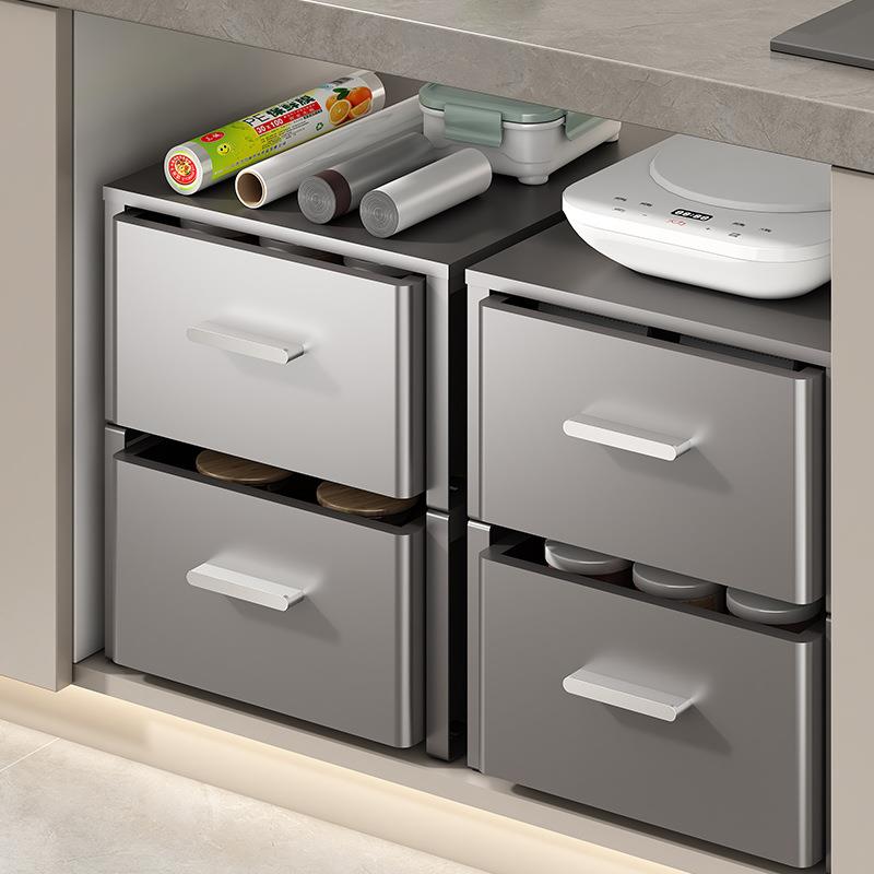 下水槽置物架分层架拉篮厨房储物盒抽拉式柜子橱柜调料收纳抽屉内