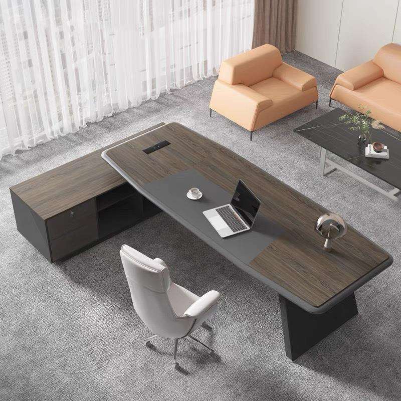 办公家具大班台烤漆老板桌简约现R*老板办公桌椅组合经理桌总裁桌