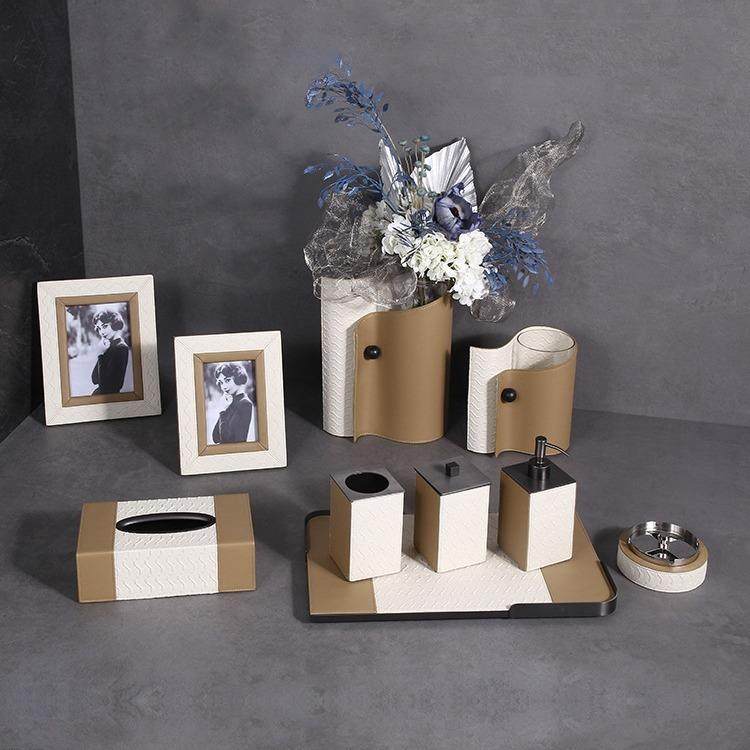 黄白拼接皮革家居装饰套装相框托盘纸巾盒烟灰缸配套橱窗装饰花瓶,机械设备,其他机械设备,淘宝优惠券,粉丝福利购,淘宝优惠卷